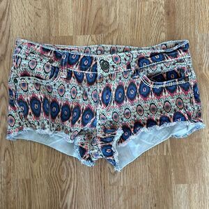 1st Kiss Juniors Cutoff Shorts Multicolor Pattern Size 5 Casual Summer Denim